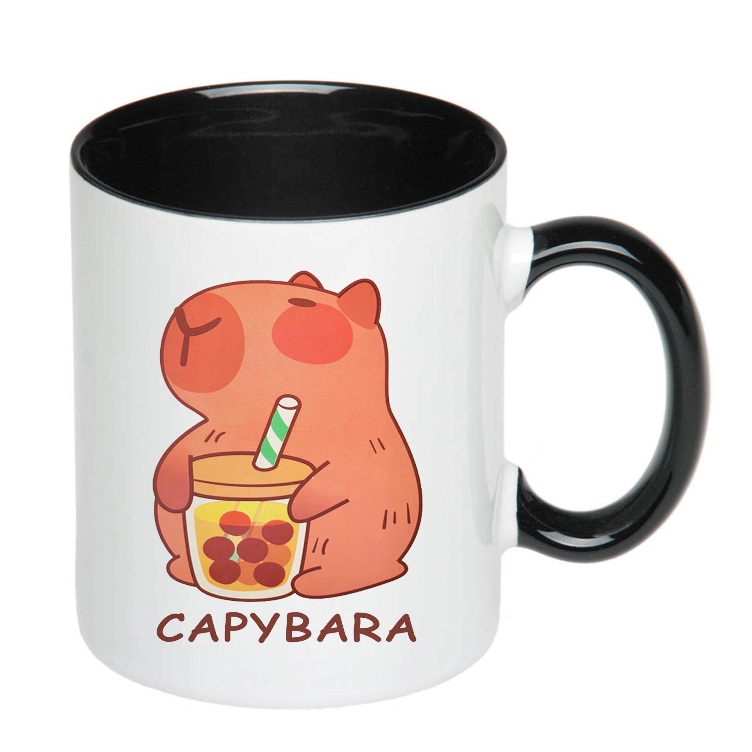 Чашка с печатью Капибара 330 мл Черный (23940) - фото 2 Чашка с печатью Капибара 330 мл Черный (23940) - фото 2