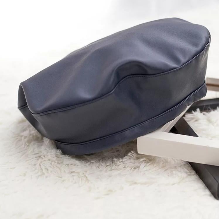 Берет женский французский из искусственной кожи р. 55-58 Синий (654-2)