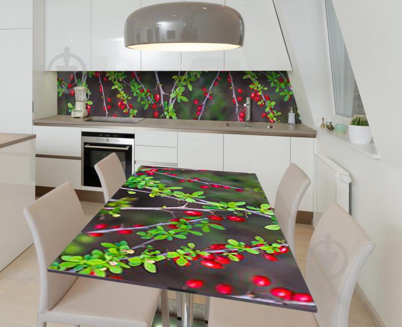 Наклейка 3Д виниловая на стол Zatarga «Спелая клюква» 600х1200 мм для домов, квартир, столов, кофейн, кафе