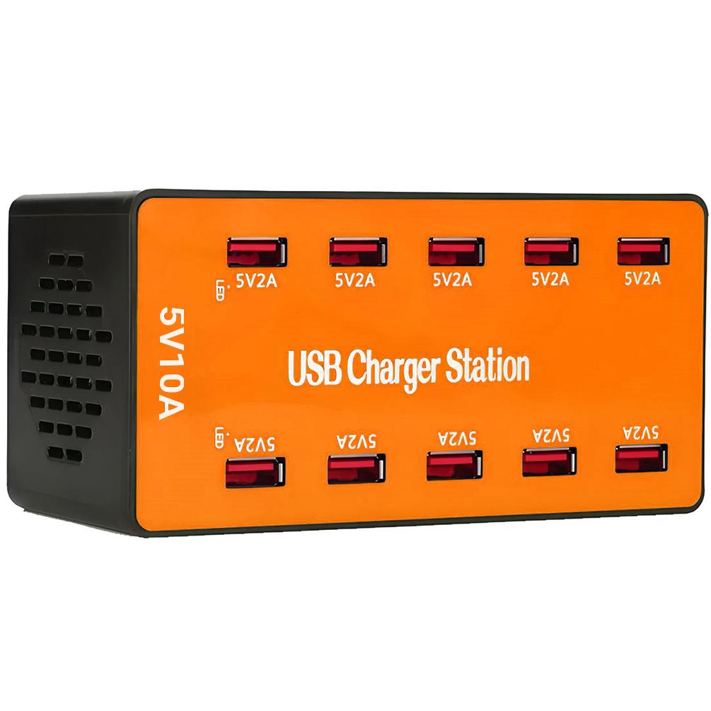 Пристрій мультизарядний мережевий Addap CS-A5B док-станція на 10 USB портів 50 W Orange - фото 2