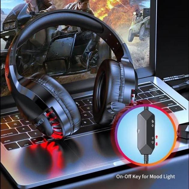 Навушники геймерські Awei Gaming Headset RGB LED для ПК/PS4/Xbox - фото 5