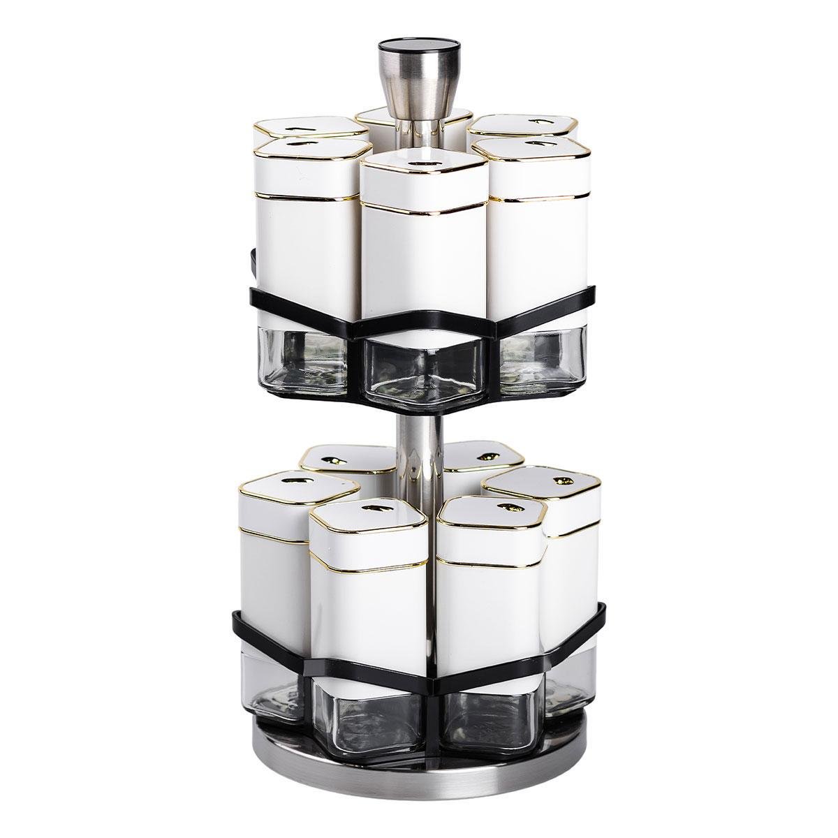 Набір для спецій на підставці HP-1315 12 шт. 120 мл карусель для спецій Білий (A-033683) - фото 2