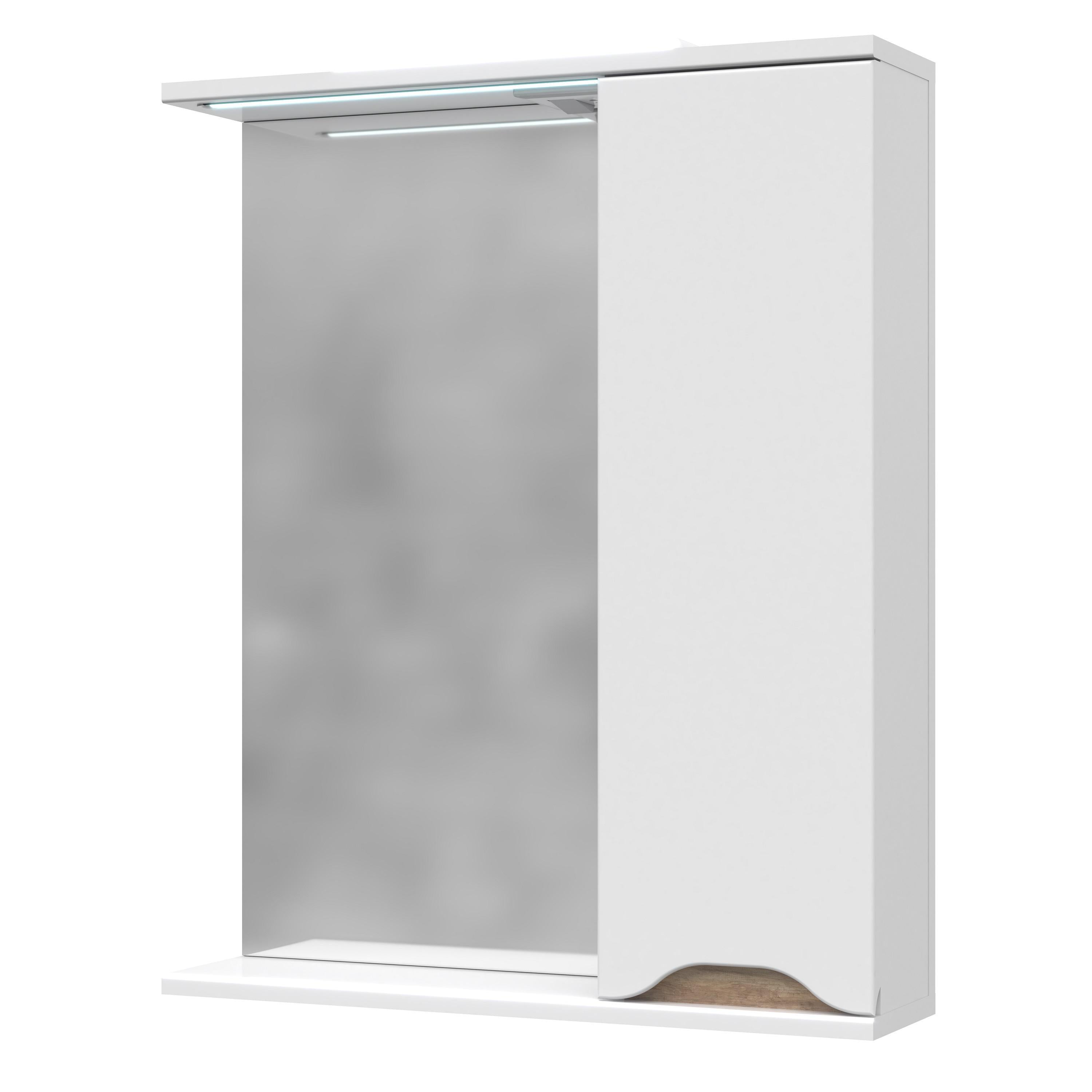 Дзеркало з шафкою MIRATER Амелія з LED підсвічуванням 60 см правостороннє Дуб сонома (7610)