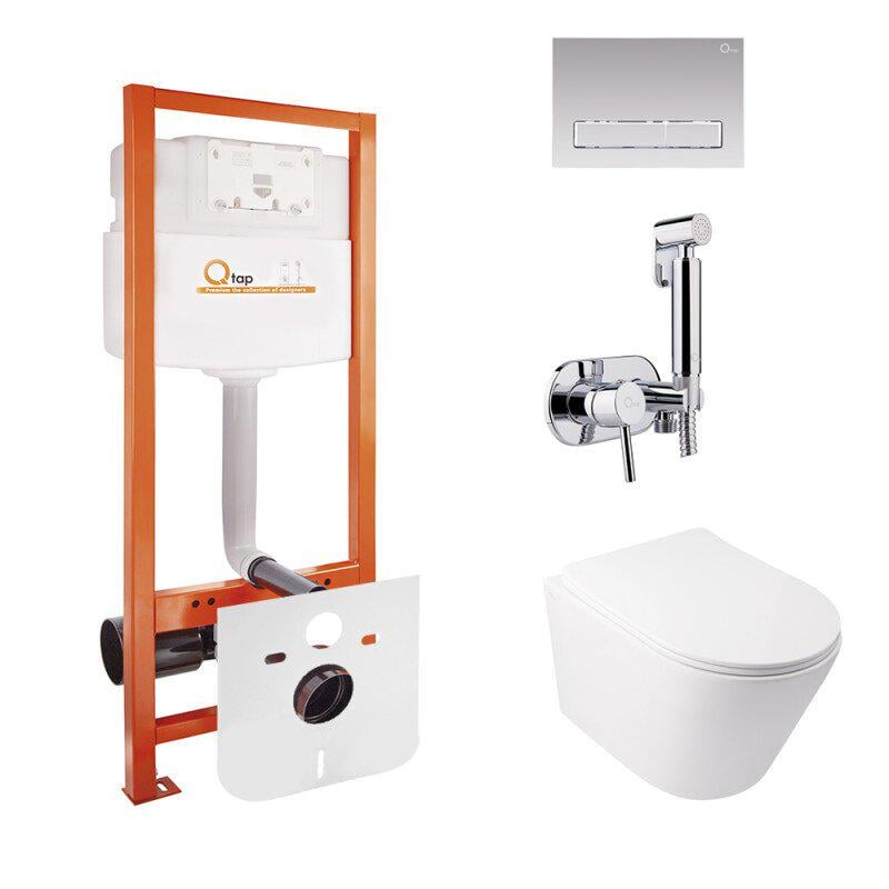 Комплект инсталляции Q-Tap Nest c клавишей смыва и унитаз Q-TAP Swan (75761)