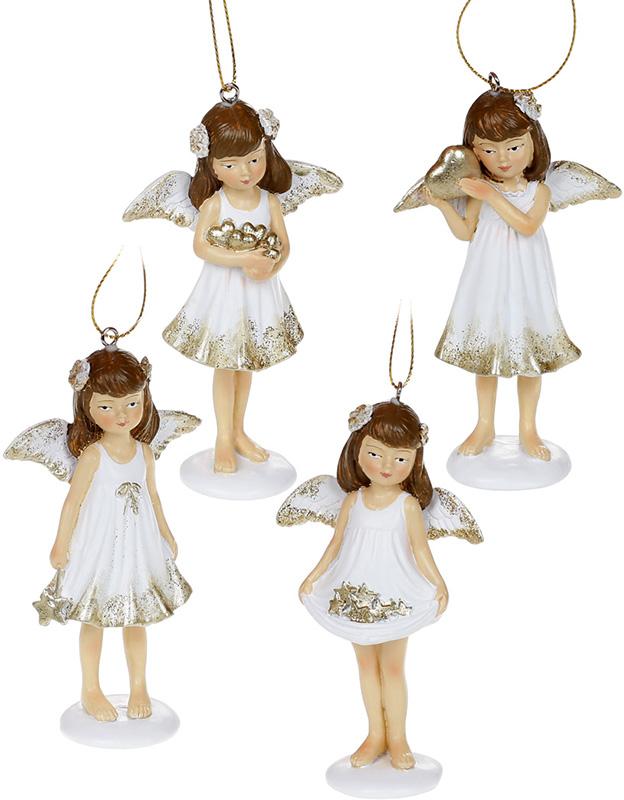 Набор подвесных фигурок Ангел 11 см полистоун 8 шт. Белый/Шампань (BD-707-529)
