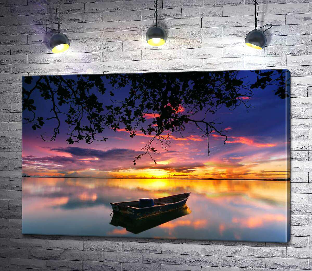 Картина ArtPoster Вечер у одинокой лодки на озере 100x66 см Модуль №1 (001385)