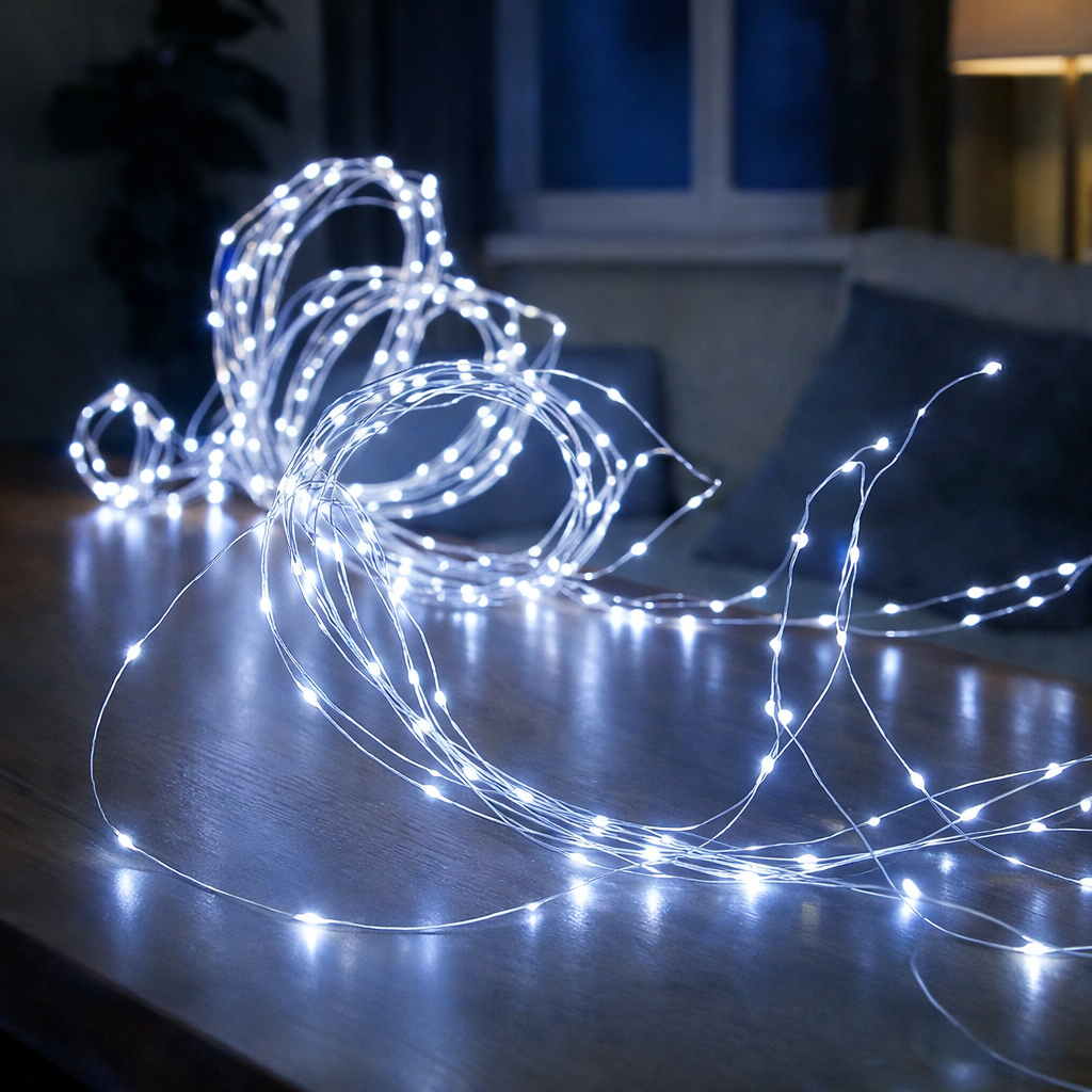 Гирлянда роса Конский хвост 3 м 300 LED на батарейках и USB Холодный Белый (34-RV-102-3 W USB)