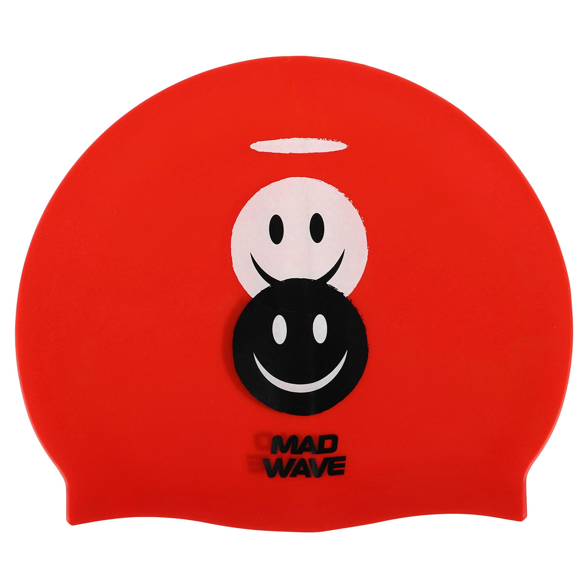 Шапочка для плавания Mad Wave Junior EMOJI M057308 силиконовая Красный (AM0009407)