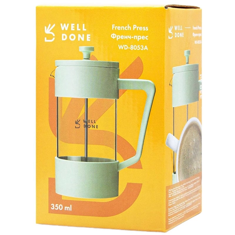 Заварник Well Done WD-8053A френч-пресс стеклянный 350 мл Mint (26202756) - фото 10 Заварник Well Done WD-8053A френч-пресс стеклянный 350 мл Mint (26202756) - фото 10