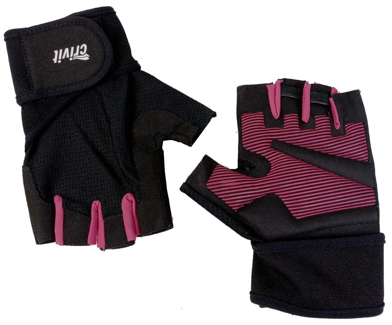 Рукавички чоловічі Crivit велосипедні р. L Чорний/Рожевий (IAN395612 black pink)