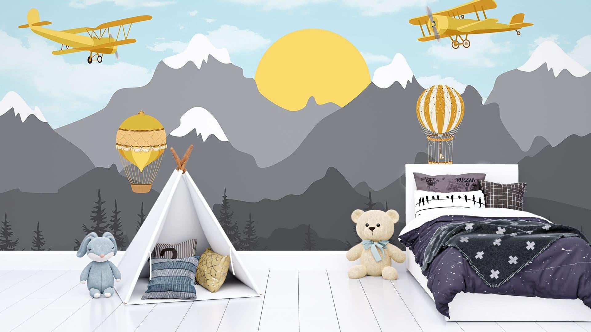 Фотообои флизелиновые Styleo Print-walls Горы и самолеты 0837 350х270 см (Pw-0837/3)