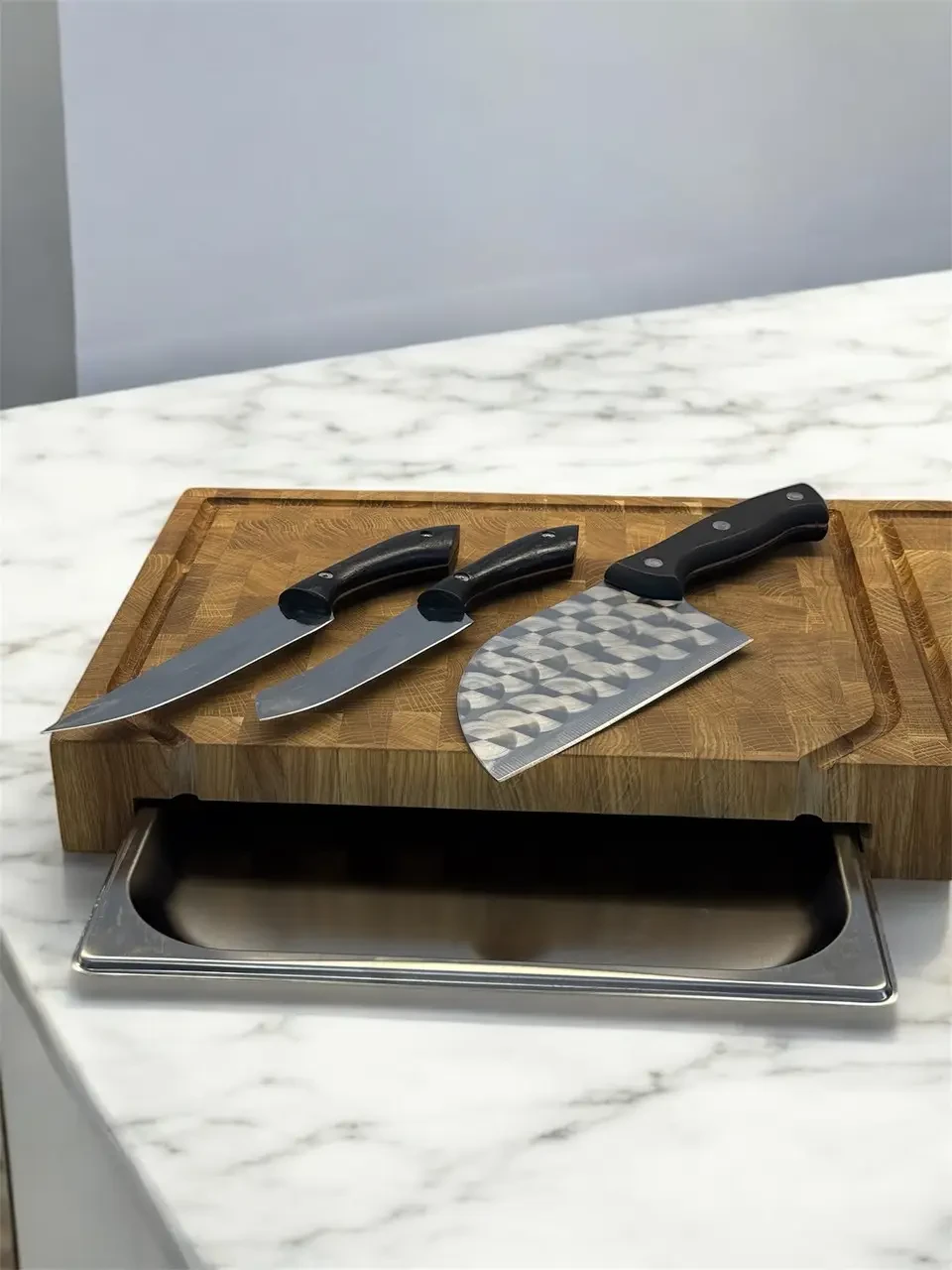 Кухонний набір подвійна торцева дошка з гастроємністю та набором з 3-х ножів Gorillas BBQ DS64 (2620472397) - фото 2