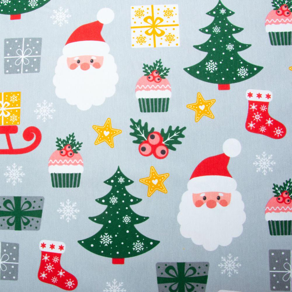 Тканина декоративна скатерна Санта бавовна з водовідштовхувальним просоченням 220 гр/м2 180 см Сірий (26932)