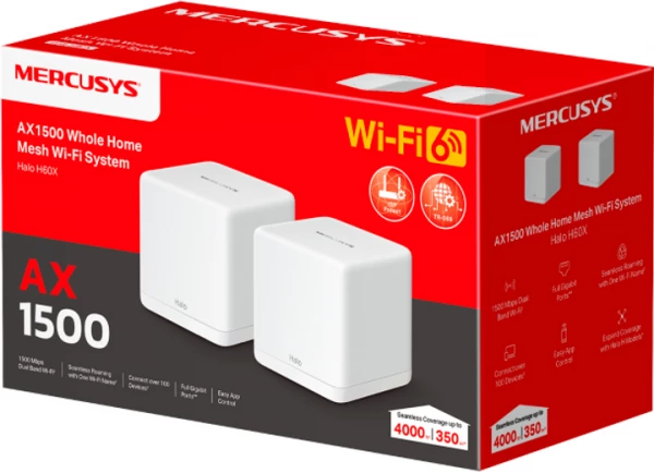 Система WiFi-Mesh Mercusys Halo H60X 2мод (HALO-H60X-2-PACK) - фото 4