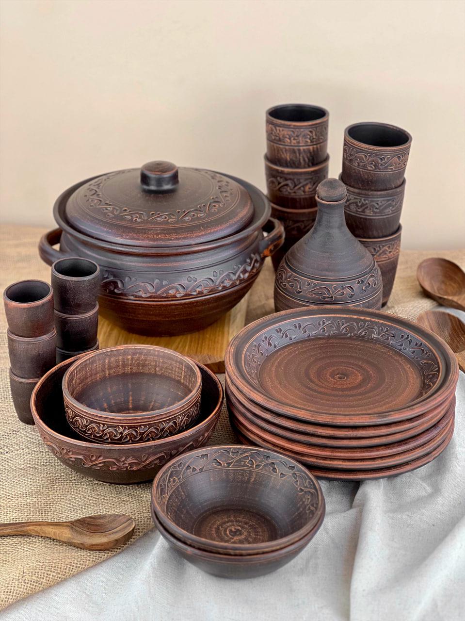 Шашличний набір керамічного глиняного посуду декор на 6 осіб (3103-1) Шашличний набір керамічного глиняного посуду декор на 6 осіб (3103-1)