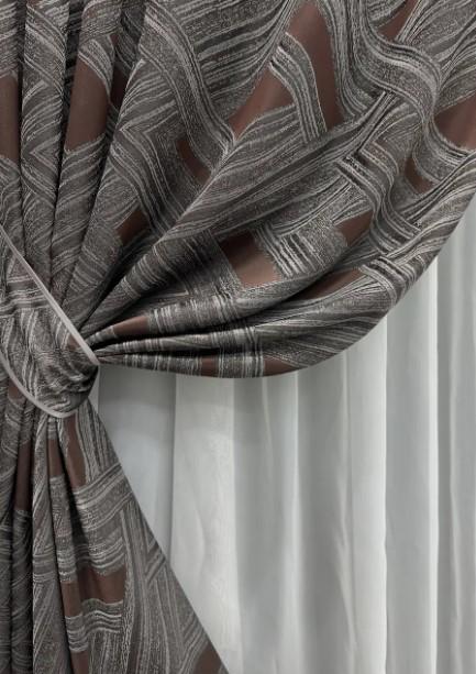 Комплект штор Mystery жакард 1,5х2,9 м 2 шт. Сірий/Венге (1623ш) - фото 5