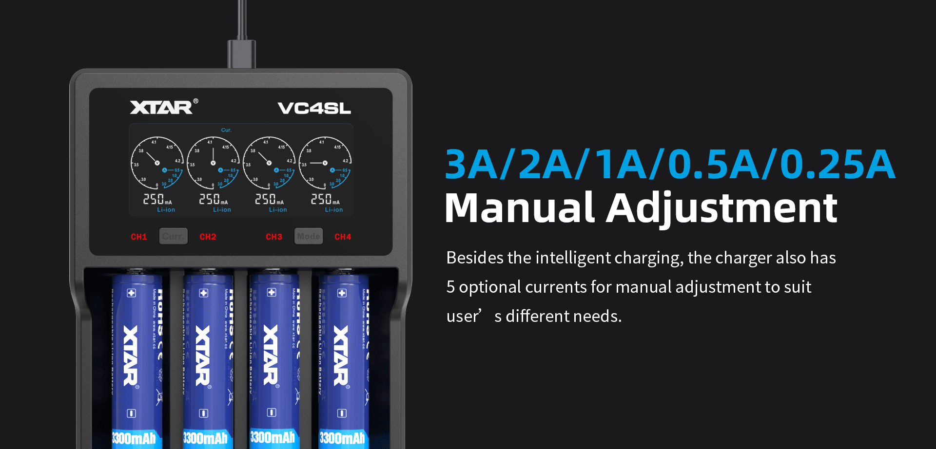 Зарядний пристрій Xtar VC4SL Ni-Cd/Ni-Mh/Li-Ion USB-C QC3.0 LCD дисплей (25994166) - фото 7
