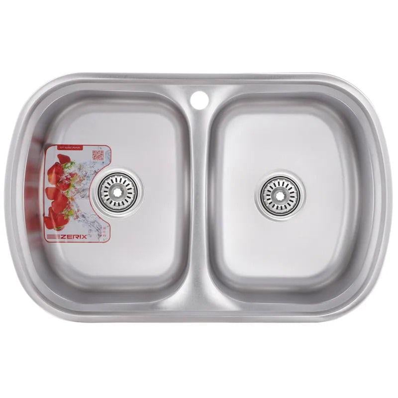 Мойка для кухни Zerix Z7749-08-180E врезная нержавеющая сталь прямоугольная 0,8 мм 770x490 мм (ZM0565) Мойка для кухни Zerix Z7749-08-180E врезная нержавеющая сталь прямоугольная 0,8 мм 770x490 мм (ZM0565)