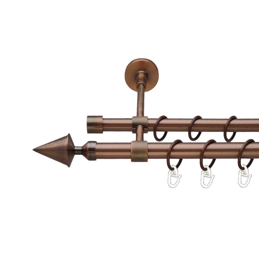 Карниз для штор Orvit Фиори двухрядный гладкий 19/16 мм 200 см Античная медь (00-00012039)