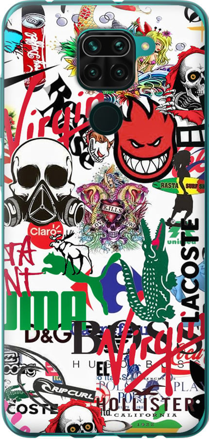 Чехол на Xiaomi Redmi Note 9 Many different logos (4022u-2017-42517)
