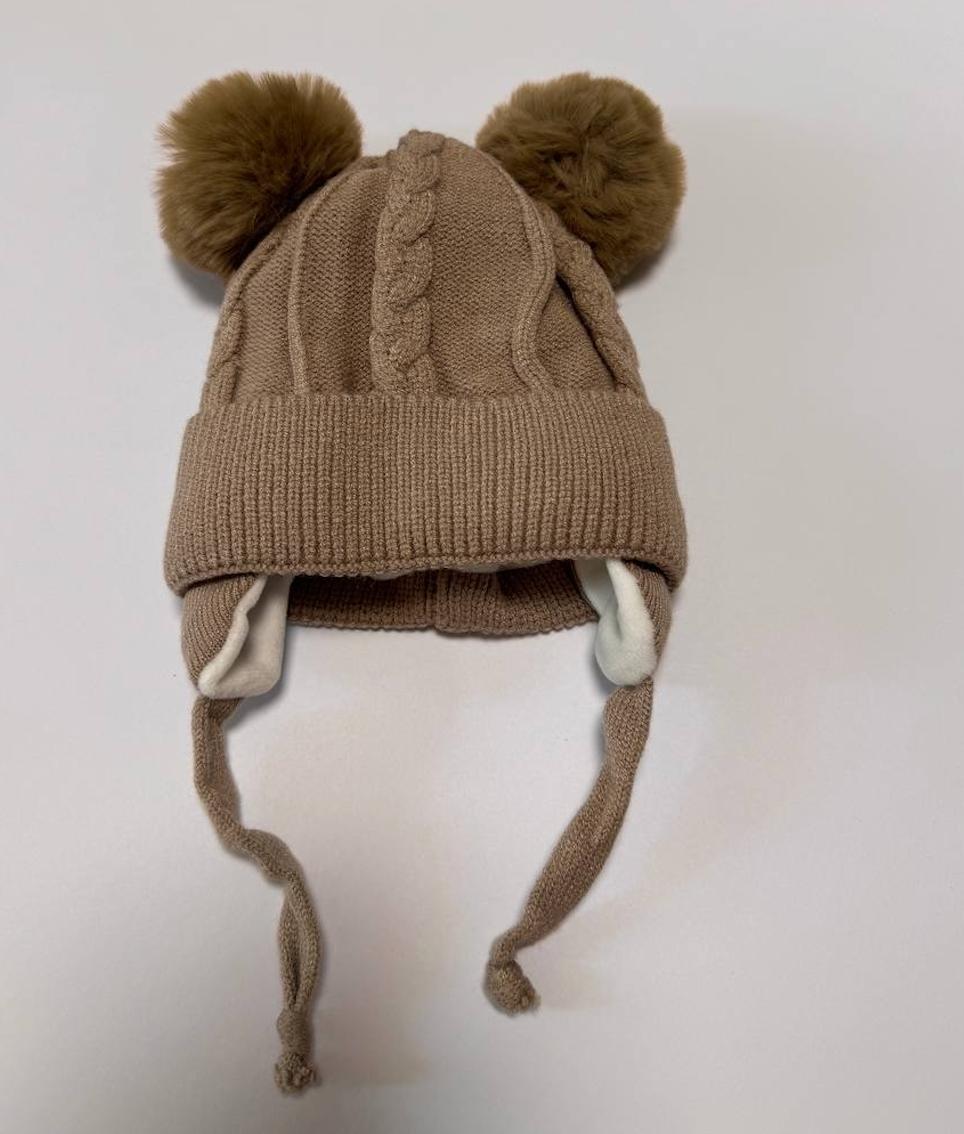 Шапка детская вязаная зимняя с ушками Медвежонок 1-3 года - фото 1 Шапка детская вязаная зимняя с ушками Медвежонок 1-3 года - фото 1