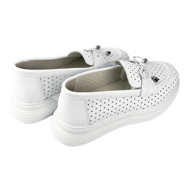 Лоферы женские перфорированная кожа 7057-1 р. 38 24,5 см Белый - фото 4