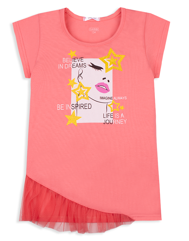 Футболка детская хлопковая для девочки Gabbi FT-20-18-2 128 см Розовый (12147)