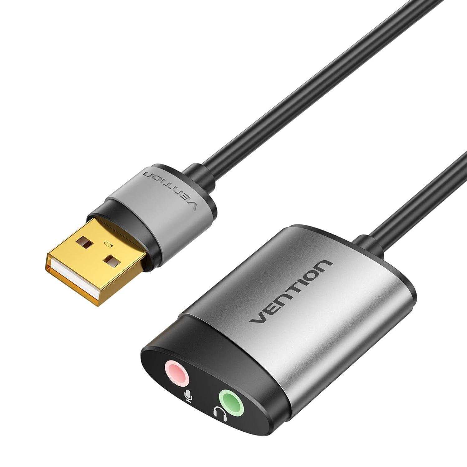 Звуковая карта внешняя Vention USB/2x3,5 мм 0,15 м Серый (CDKHB)
