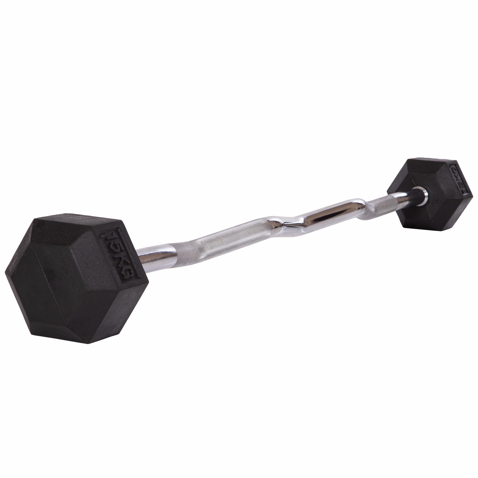 Штанга фіксована прогумована Rubber Hexagon Barbell Zelart TA-6231-15 95 см 15 кг (DR002552)