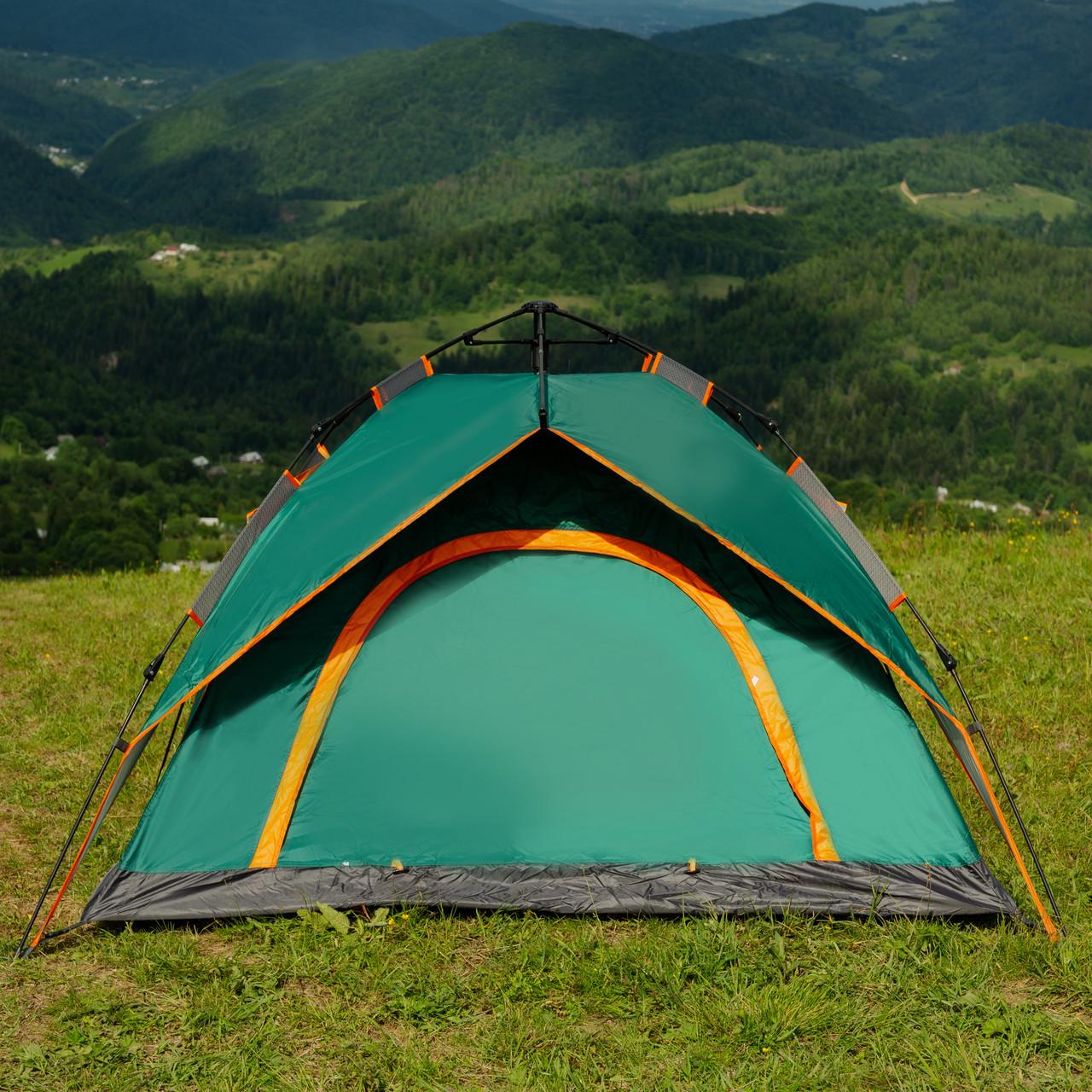 Палатка автоматическая на 2-4 человека двухслойная 200х230х130 см Зеленый (25743157) - фото 2