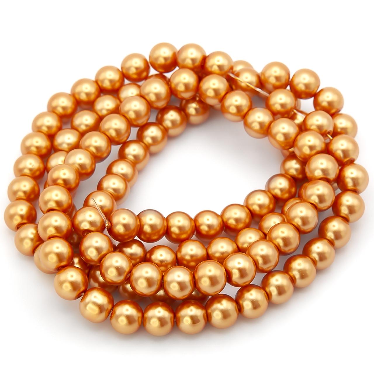 Бусины стеклянные на нитке под жемчуг 10 мм 80 см 90 шт. Янтарный (БЖ0010ш36) Бусины стеклянные на нитке под жемчуг 10 мм 80 см 90 шт. Янтарный (БЖ0010ш36)