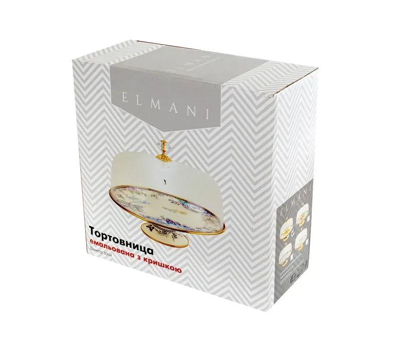 Тортовница эмалированная BUTTERFLY Elmani с крышкой на ножке 30 см - фото 13