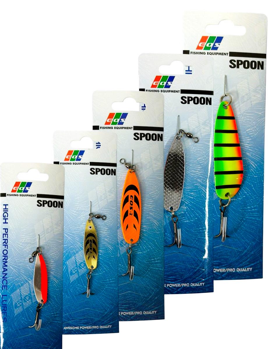 Набор блесен-колебалок EOS №2 для ловли хищной рыбы щука/судак/жере/окунь/форель 5 шт. 4/8/13 г (2258941256)