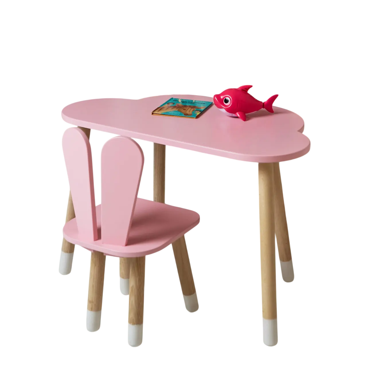 Набор детский столик со стулом Зайка деревянная 46х60х45 см Розовый (150-7-992512)