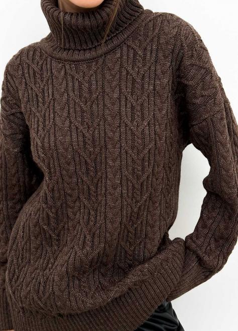 Светр з візерунком жіночий ART KNIT Олівія oversize Коричневий - фото 2 Светр з візерунком жіночий ART KNIT Олівія oversize Коричневий - фото 2