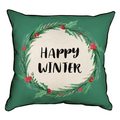 Подушка с мешковины Presentville "Happy winter" 45x45 см (45PHB_23NY008)