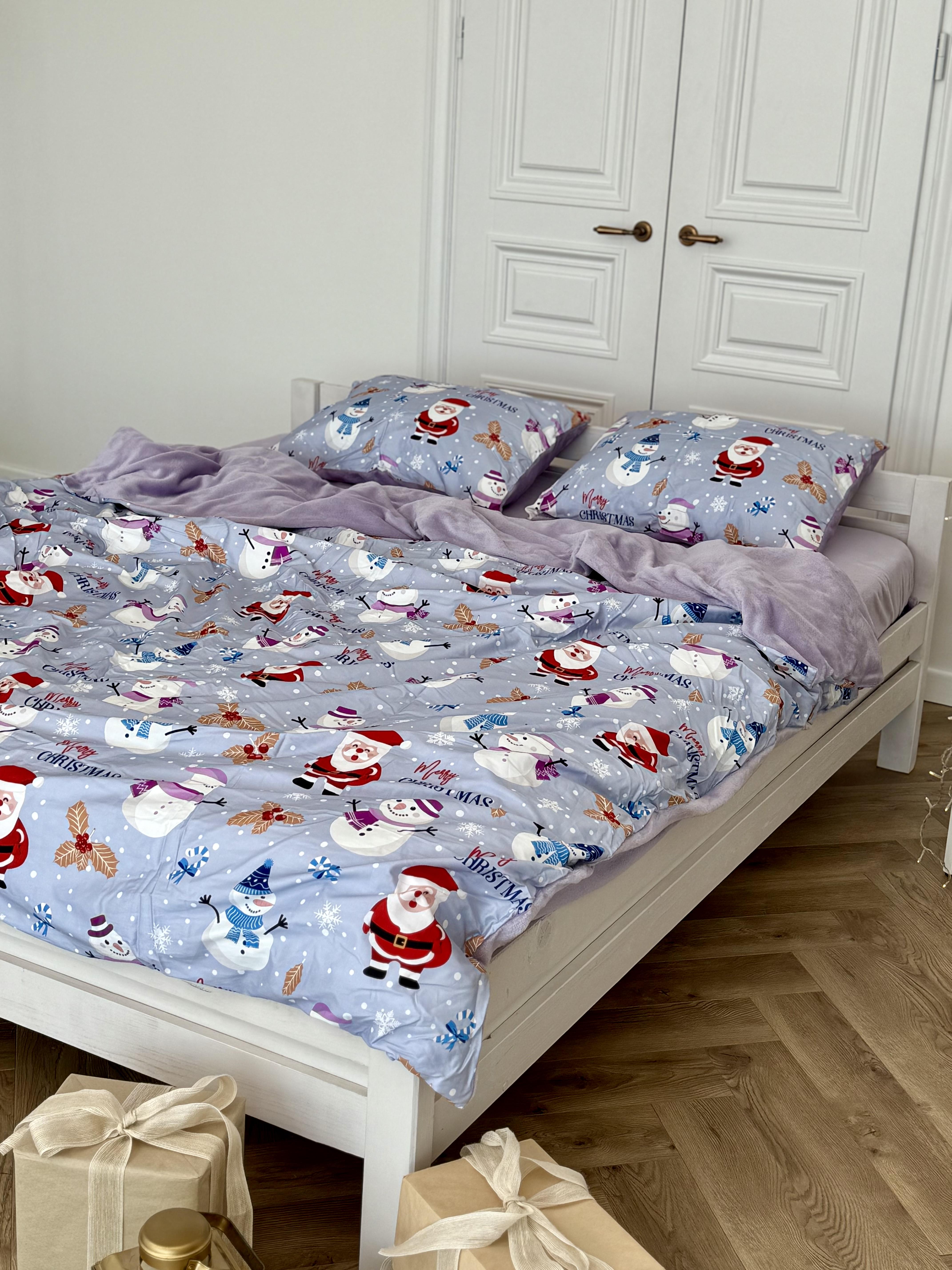 Комплект постельного белья Снежный Карнавал плюш/сатин полуторный/наволочки 50х70 см (9032) - фото 5 Комплект постельного белья Снежный Карнавал плюш/сатин полуторный/наволочки 50х70 см (9032) - фото 5