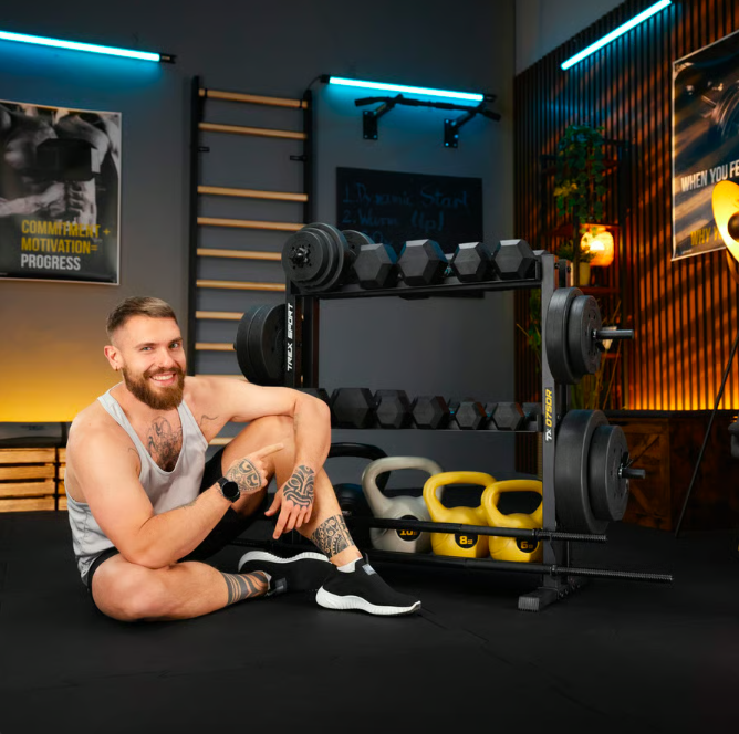 Стійка 3-рівнева TREX Sport TX-075DR для гантелей/грифів/гирь (5093) - фото 15