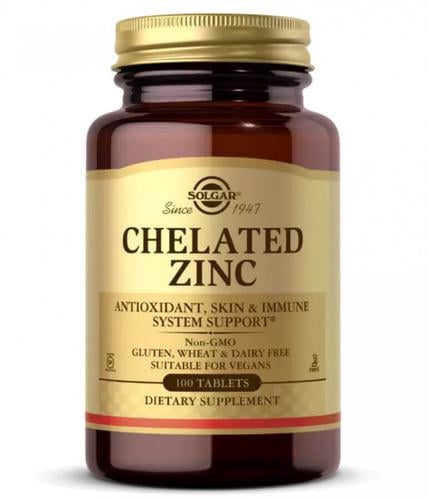Цинк Solgar Chelated Zinc 22 мг 100 табл. (SOL-00800)