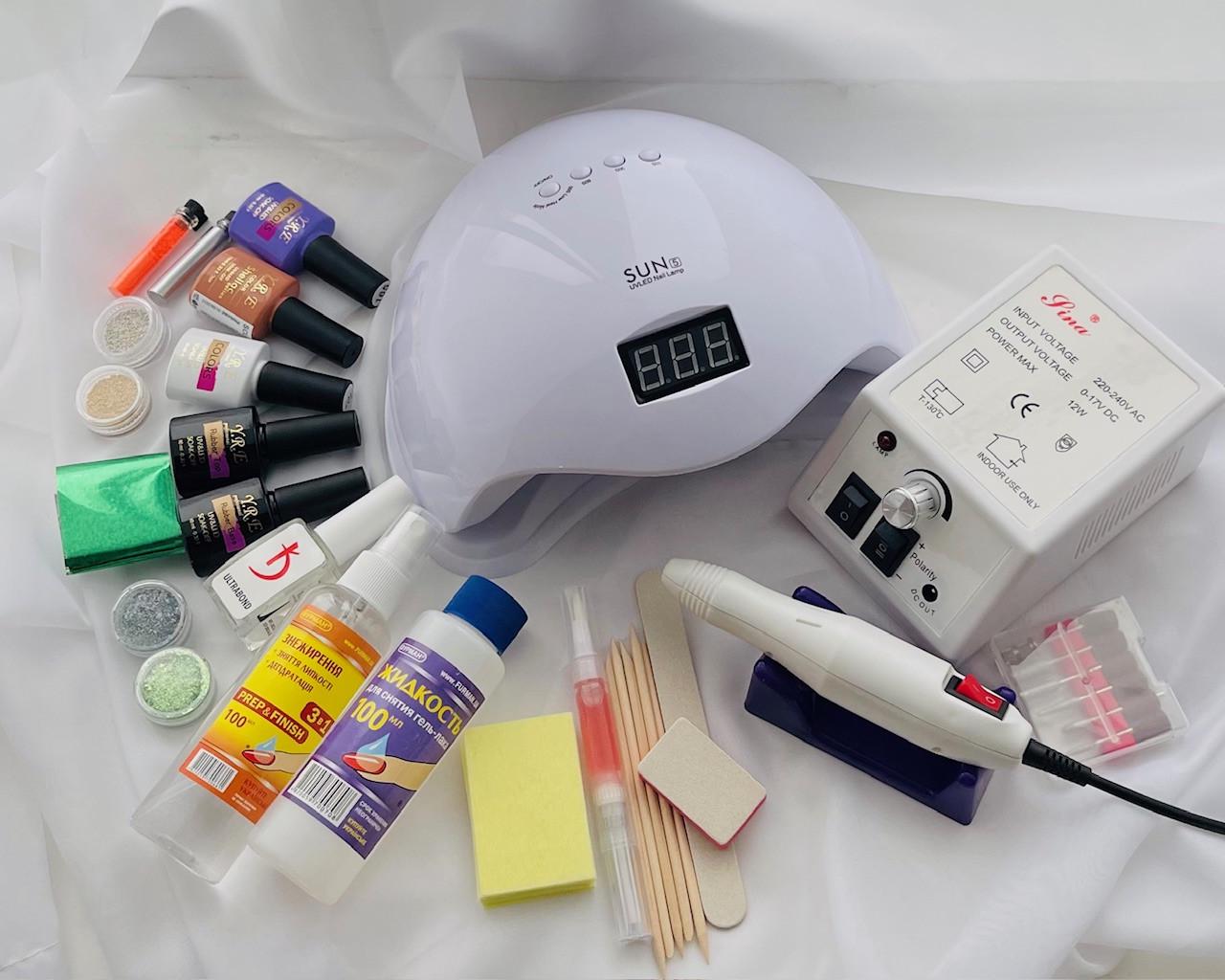 Стартовый набор для маникюра Super Sun 5 с фрезером Lina