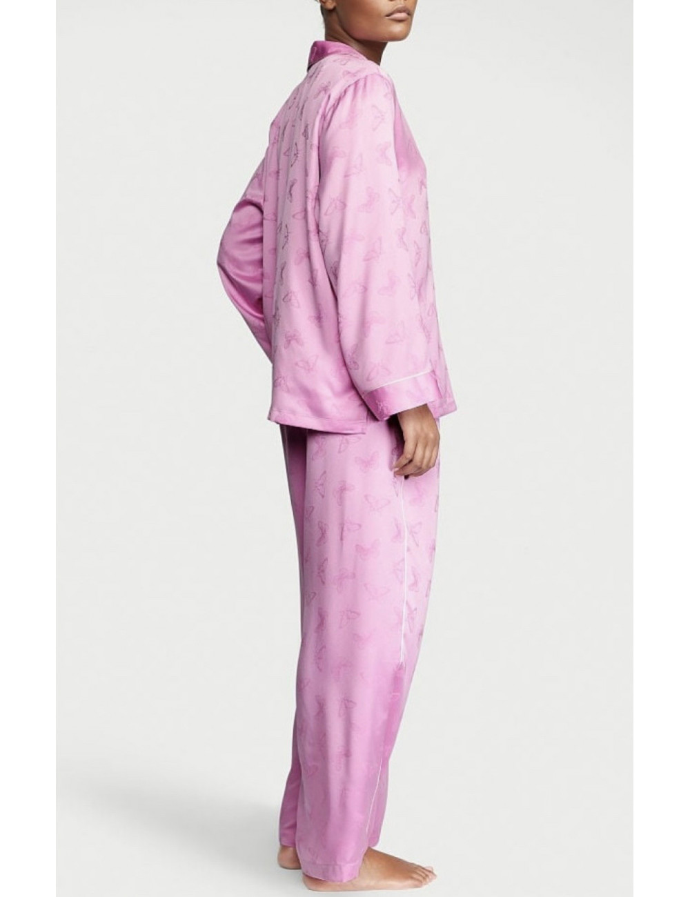 Піжама жіноча Victoria's Secret Satin Long Pajama Set сатинова L Рожевий (20643634) - фото 2