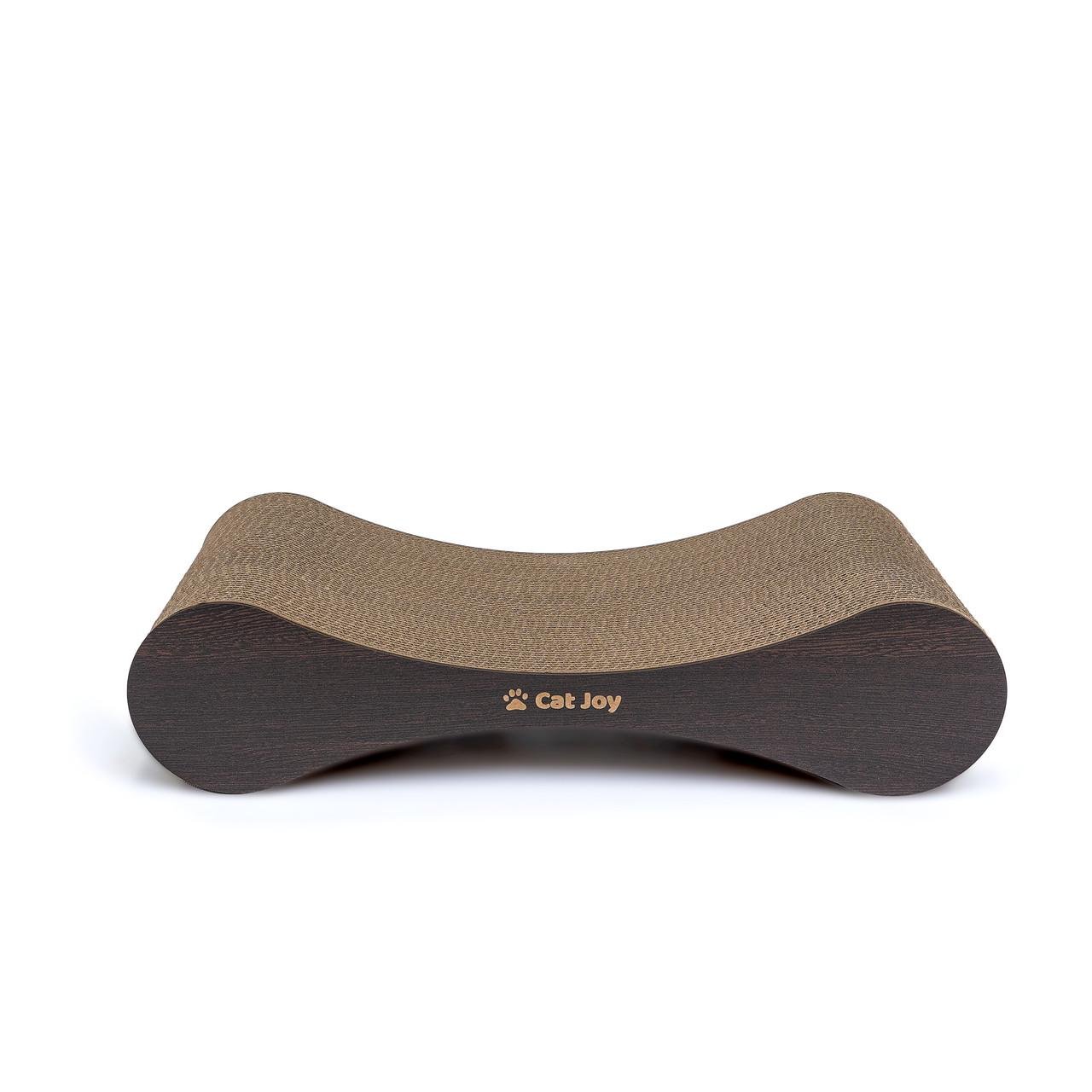 Кігтеточка-лежанка підлогова Cat Joy для кота з гофрокартону з дерев'яним фасадом 54х25х13 Коричневий (1857332319)