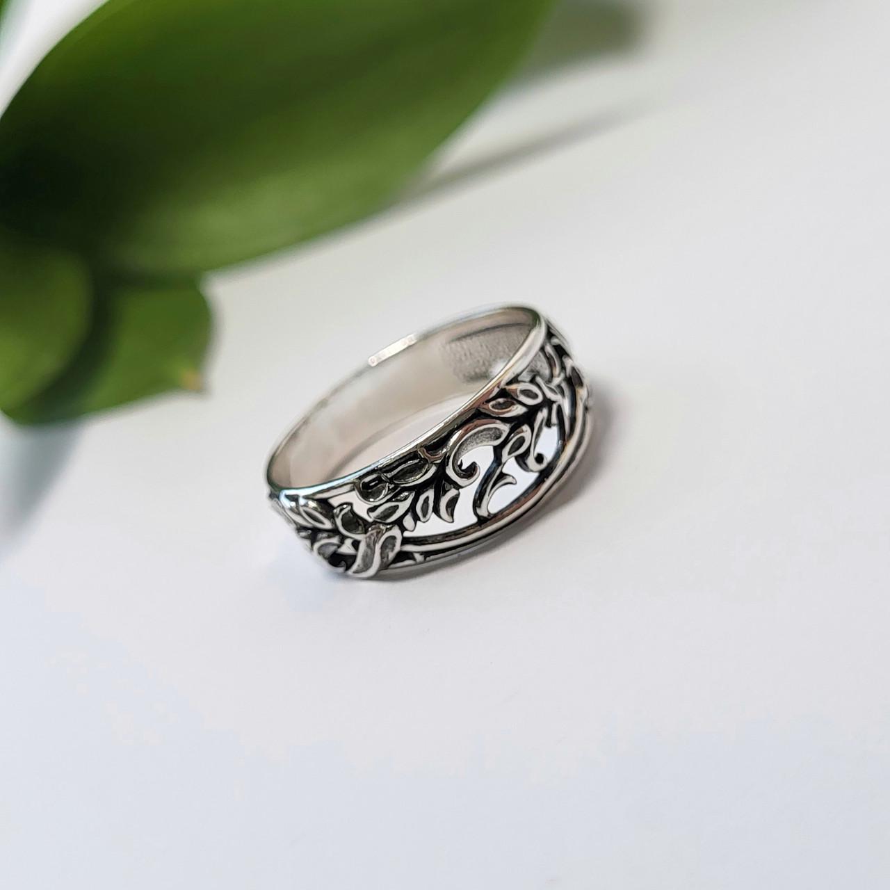 Кольцо женское серебряное Ажур 8 мм р.18,5