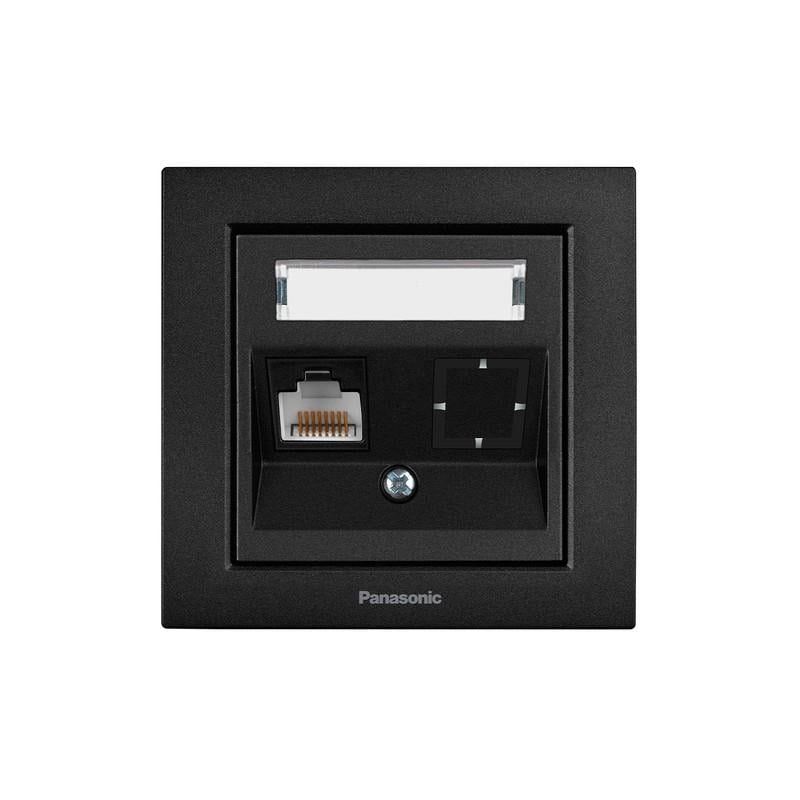 Розетка компьютерная Panasonic Karre Plus 55 RJ45 кат.5е ABS Черный (WDTC94212BL-UA1)