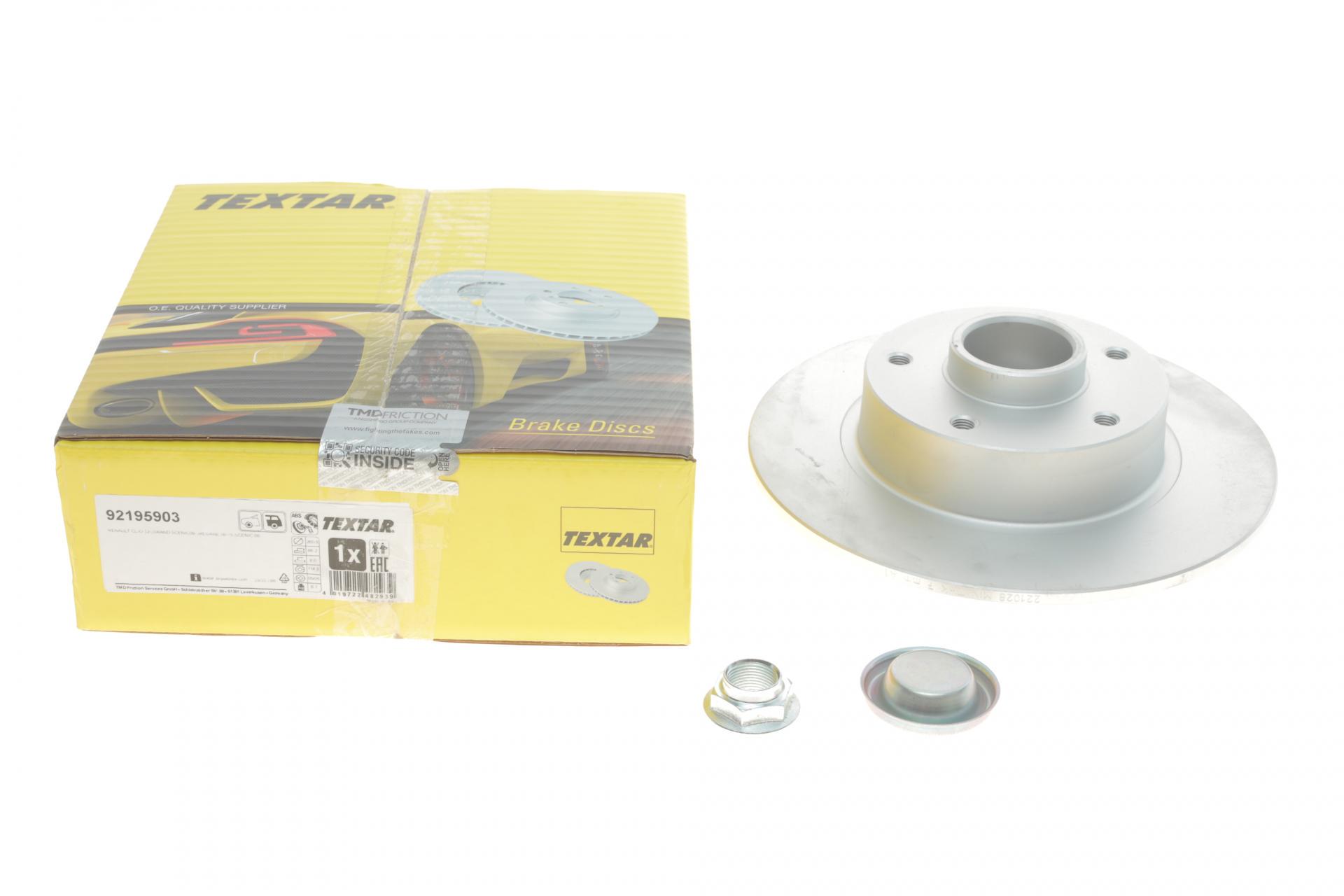 Диск тормозной задний TEXTAR Renault Megane 08-+ABS с подшипником PRO 260x8 мм (92195903 TEXTAR)