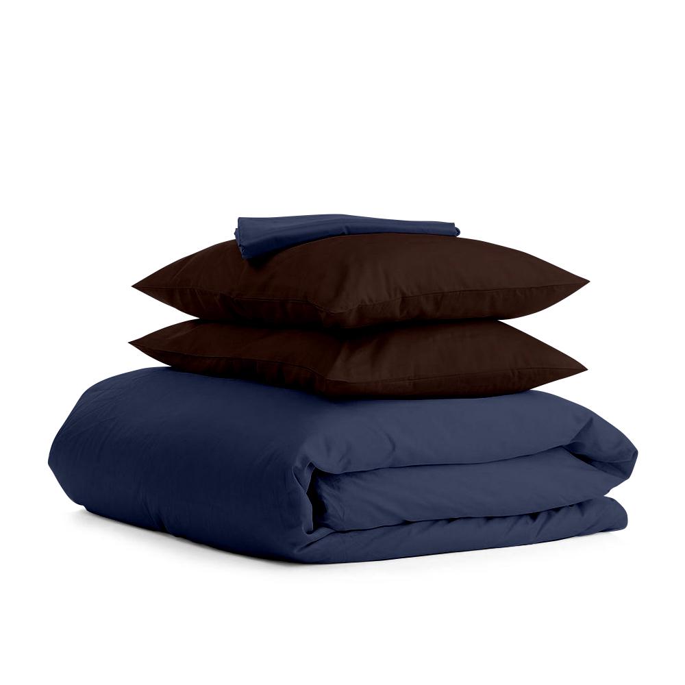 Комплект евро постельного белья Cosas Satin Dark Blue Chocolate-P 200х220 см (4822054066773)