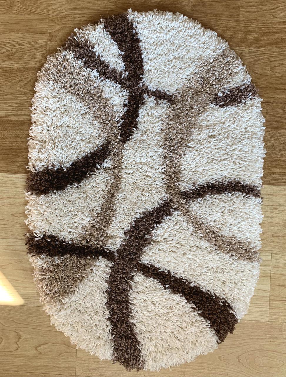 Килим овальний високоворсовий гіпоалергенний 50х80 см Бежевий