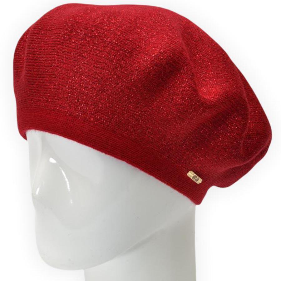 Берет женский Lirus Гамма из шерсти двойной с люрексовой нитью Красный