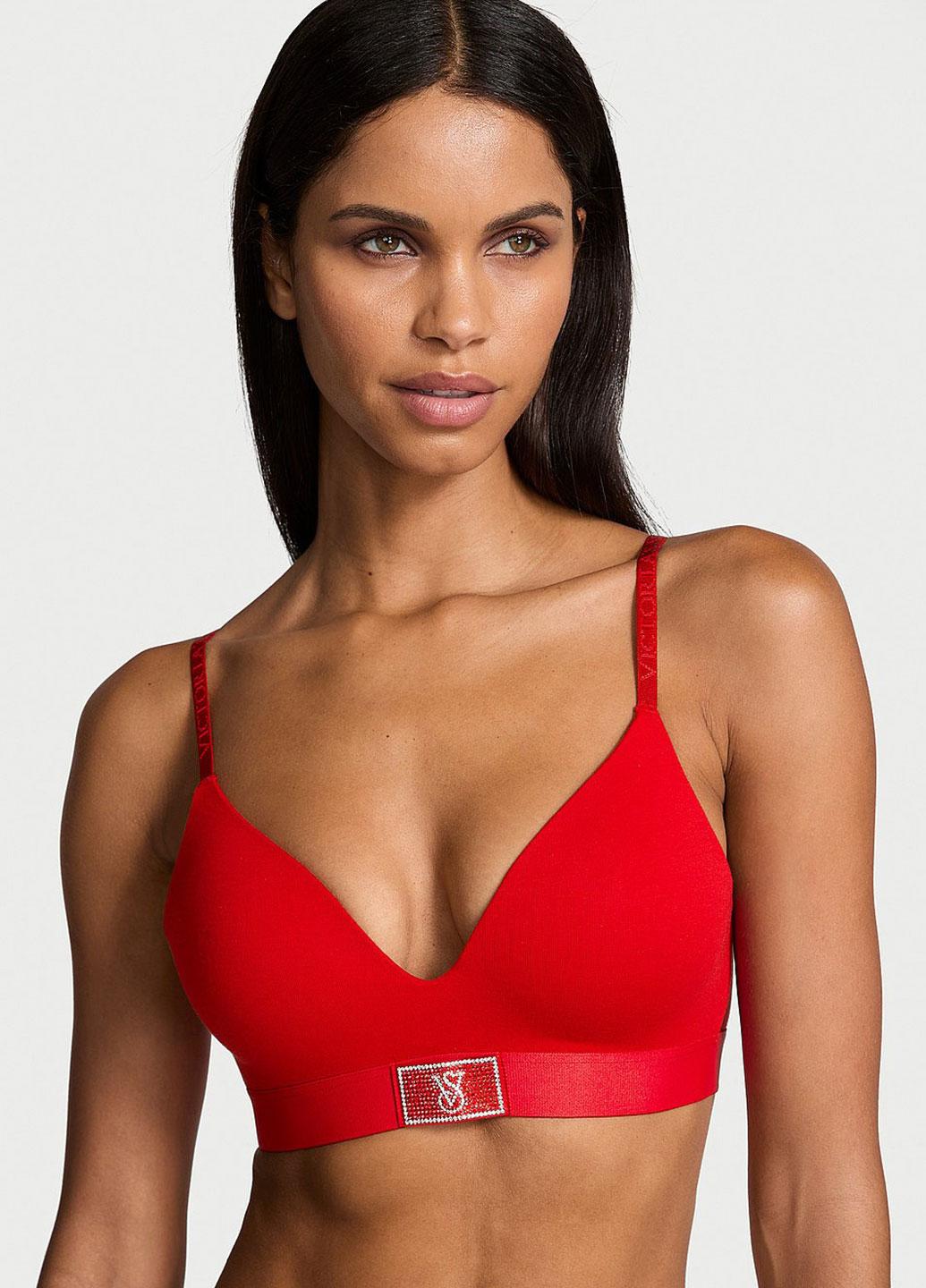 Бюстгальтер со стразами Victoria's Secret 34B Красный (14400420296QD434B)