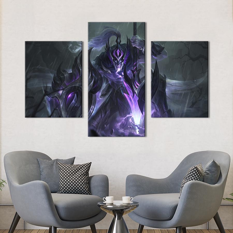 Картина на холсте триптих Пепельный рыцарь, League of Legends 66x40 см (1455-32)